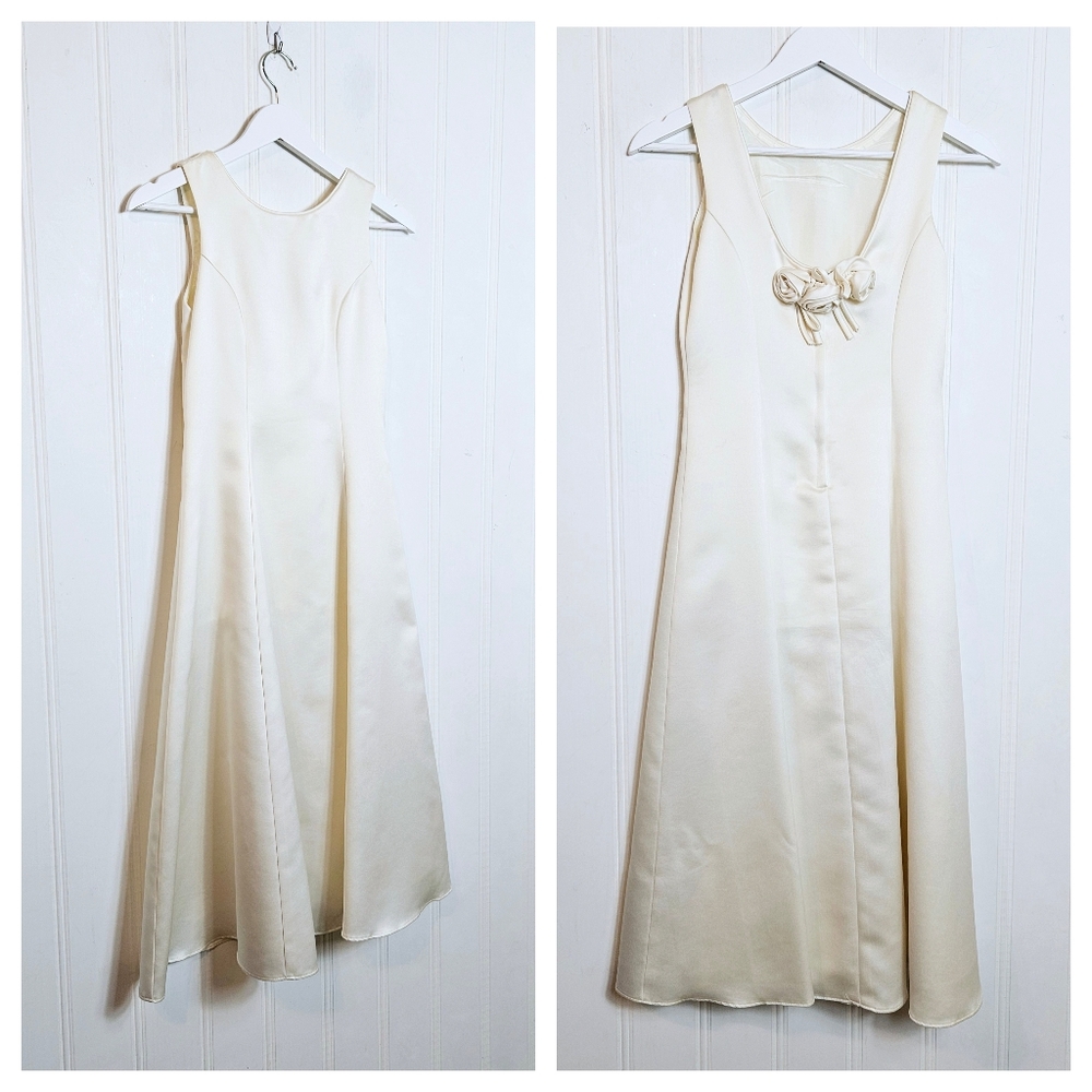 Vintage Jessica McClintock Millennium 2000 Off White Girls Size 12 Taffeta Dress